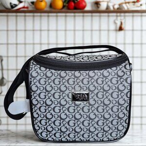 Guess Insulated Lunch Bag Rhodes Travel Signature Logo Black Gray NWT